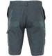 A pair of green cargo shorts with multiple pockets and a waistband, featuring a logo.