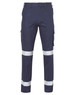 Long fit drill pants in navy blue with reflective 3M tapes and side pocket on leg. Features logo branding.