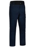 Navy work pants made of rip-stop poly/cotton blend, featuring pockets and a secure waistband. 
