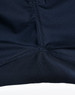 Close-up of navy rip-stop poly/cotton stretch work pants, highlighting the stitching detail and fabric texture.