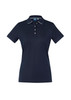 Womens Aston Short Sleeve Polo in navy, featuring a collar, short sleeves, and a branded logo.
