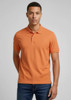 An orange polo shirt for men, featuring a collar and short sleeves, with a logo on the chest.