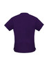 A purple women's scrub top featuring short sleeves and a simple design, with a logo on the side.
