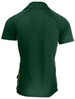 A dark green polo shirt with a fitted design and contrasting side stripes. It features a logo on the front.