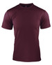 A maroon men's t-shirt featuring short sleeves and a fitted design, with a subtle logo.