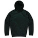 A dark green hoodie with a front pocket and a hood, featuring a logo on the upper left side.
