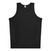 A black singlet featuring a simple design with mesh panels and a logo.