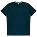 A dark green T-shirt featuring a logo, with contrasting side panel details. Suitable for kids.