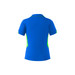 A blue polo shirt featuring green accents and a collar, showcasing a sleek and sporty design.