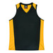 A green and yellow singlet featuring a v-neck design and contrasting side panels, with a brand logo.