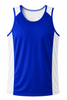 A blue singlet with white side panels and a logo. Suitable for casual wear or sports activities.