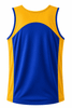 A blue and yellow men's singlet featuring a sporty design and a logo.
