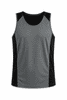 A grey and black men's singlet, featuring a sporty design with contrasting side panels and a logo.