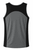 A men's singlet featuring a grey body with black side panels and a branded logo.