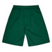 Green sports shorts featuring an elastic waistband and a logo. Suitable for kids' sports uniforms.