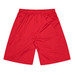 Red sports shorts featuring an elastic waistband and a smooth fabric finish, with a logo on the side.