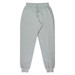 Tapered fleece kids' pants in light grey, featuring an elastic waistband and cuffs, with a small logo.