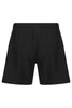 A pair of black men's training shorts featuring a comfortable elastic waistband and a simple design.