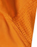 An orange safety shirt featuring mesh panels for breathability, designed for workwear applications.