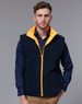 A navy reversible safety vest with an orange lining, featuring a zip front and two pockets. Includes a logo.
