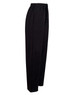 Black adult fleecy track pants with a relaxed fit and elastic waistband. Features include a drawstring and a logo.