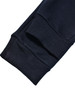 Navy blue kids' poly/cotton terry sweat pants featuring ribbed cuffs and a simple, classic design.