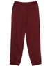 Burgundy track pants with an elastic waistband and cuffs, featuring a logo on the side.