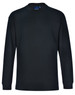 A long-sleeve crew neck t-shirt in black, featuring a logo tag at the neckline.