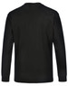 A black long-sleeve men's cotton crew neck t-shirt with a simple, unembellished back design and a logo present.