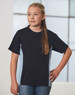 A kids' short-sleeve contrast tee in navy blue and light blue, featuring a logo on the front.