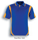 A Royal Blue and Gold unisex polo shirt featuring a contrasting design and a logo.