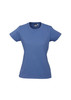 A women's short sleeve t-shirt in a light blue colour, featuring a branded label on the inside.