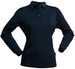 A navy long-sleeve polo shirt for ladies with a collar and button placket, featuring a small logo.