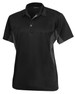 A black polo shirt for men featuring grey accents and a logo on the chest.