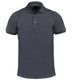 A grey men's polo shirt with a collar, three buttons, and a logo on the chest. Suitable for casual wear.