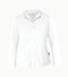 A white polo shirt for men, featuring a collar and button-up design. Includes a logo on the garment.