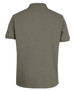 A green cotton polo shirt with a classic short-sleeve design and a collar, featuring a logo.