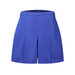Blue culottes featuring a pleated design and an elastic waistband, made for comfort and style.