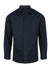 Aston men's long sleeve button-up shirt in dark blue, featuring two chest pockets and a branded logo.