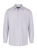 A light purple long sleeve button-up shirt with a chest pocket and a logo on the label.