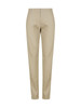 A pair of women's chino pants in a light beige colour, featuring a sleek, tailored design and standard waistband.