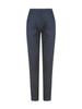 A pair of navy ladies' chino pants, featuring a sleek design with a logo. Ideal for casual or smart-casual wear.