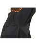 A dark navy long sleeve cotton work shirt featuring mesh detailing on the shoulders, with a logo present.