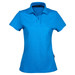A blue polo shirt for ladies featuring a classic collar and a logo on the side.