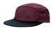 A maroon and black cap with a square front design and eyelets on the sides. It features a subtle logo.