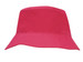 A pink breathable poly twill bucket hat featuring a wide brim and a logo on the side.