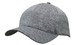 A grey sports cap with a curved brim and a textured fabric, featuring a logo on the front.