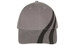 A grey cap featuring black tyre track patterns and a logo on the front.