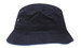 A navy blue bucket hat with a slight brim and a small branded logo on the side.
