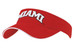 A red brushed heavy cotton visor with a white band and logo on the front.